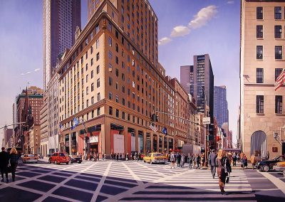 "57th and 5th Ave. (Fall)" oil/line 40x60" Private Collection