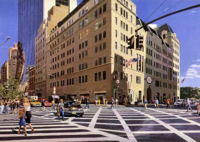 "57th and 5th Ave. (Summer)" 2000 oil/linen 24x60" Private Collection
